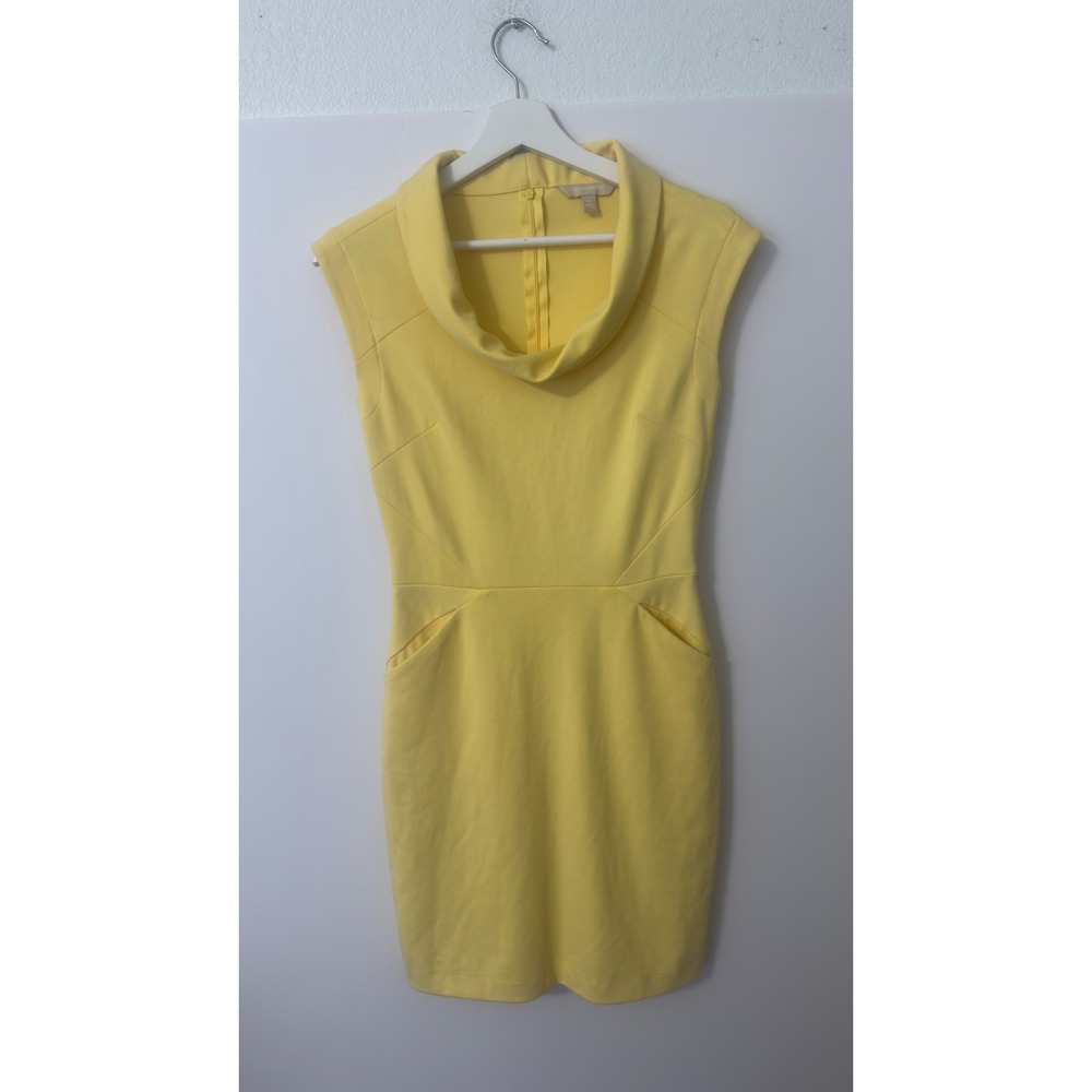 Banana Republic Cowl Neck‎ Sheath Dress 0 Yellow Office Brunch Preppy Minimalist